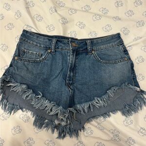 Denim Frayed Hem Women Shorts